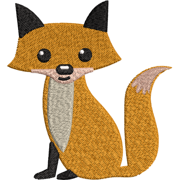 Sitting Fox Embroidery Design