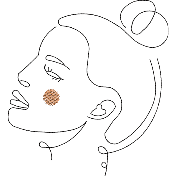Girl Puff Hairstyle Outline