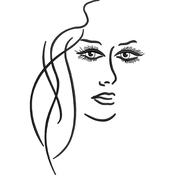 Girl Face Outline Embroidery Design