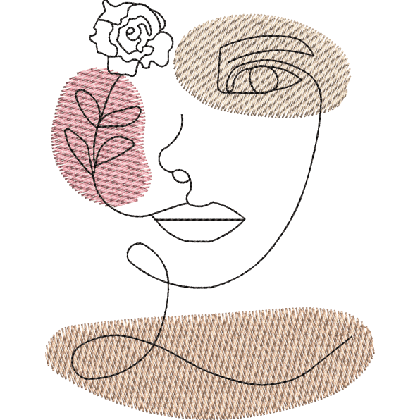 Girl Face Outline With Flower