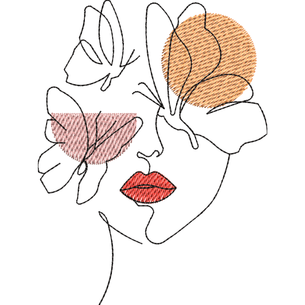 Girl Face &amp; Butterfly Outline