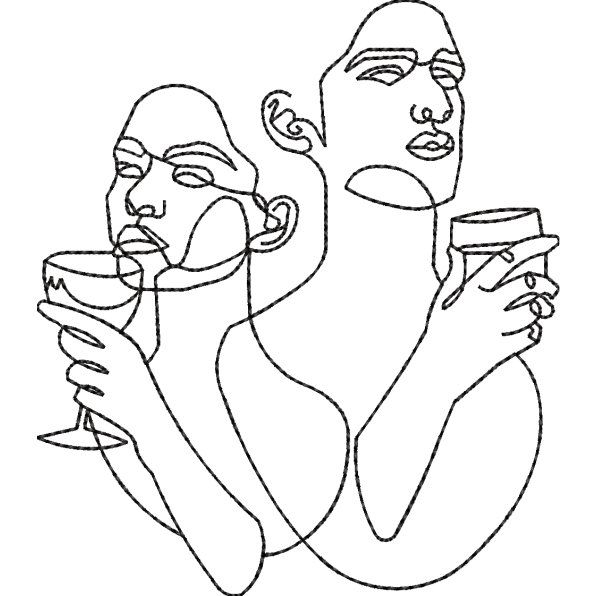 Couple Cheering Outline
