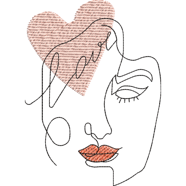 Lady Face Love Outline
