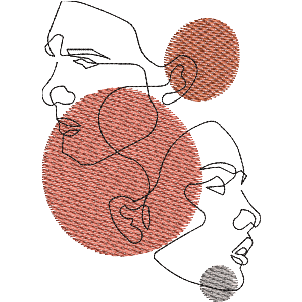 Couple Sketch Embroidery Design