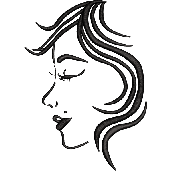 Side Look Girl Face Embroidery Design