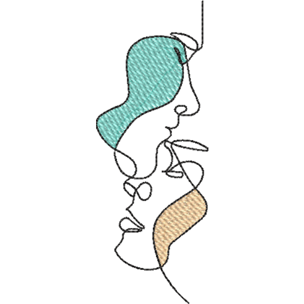 Girl 2 Faces Outline