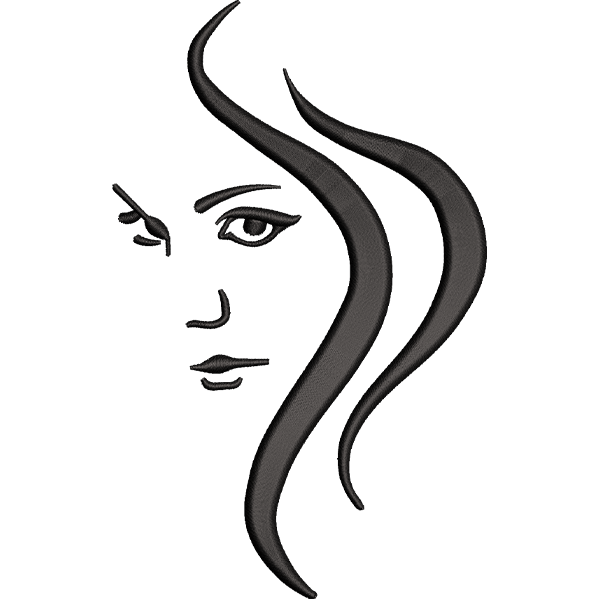 Girl Face Side Look Embroidery Design