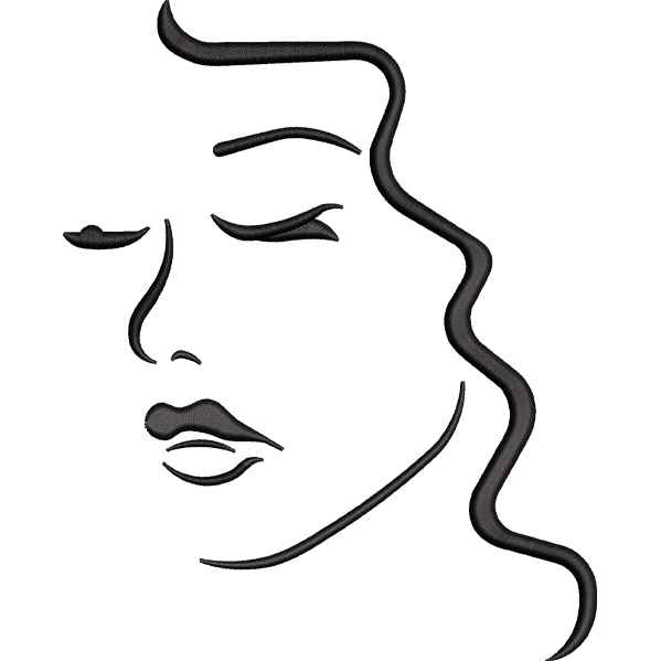 Outlined Girl Face Design