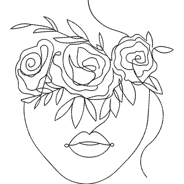 Flowers Eyes Face Sketch