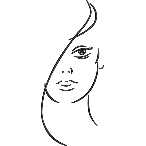 Girl Looking Front Embroidery Design