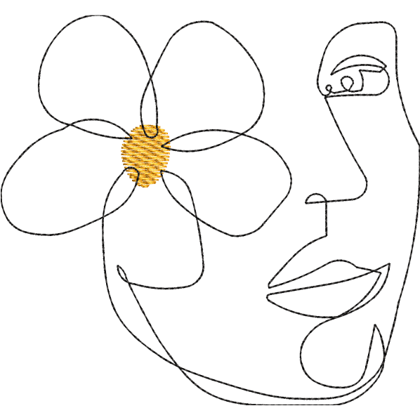 Lady Face With Flower Outline