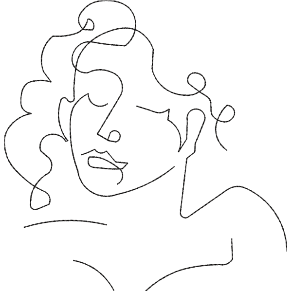 Curly Hair Girl Outline