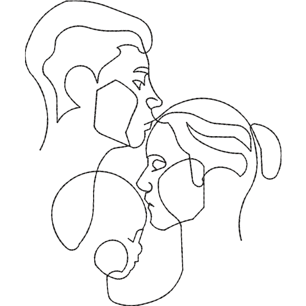 Family Forehead Kiss Outline