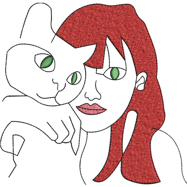 Girl And Cat Design