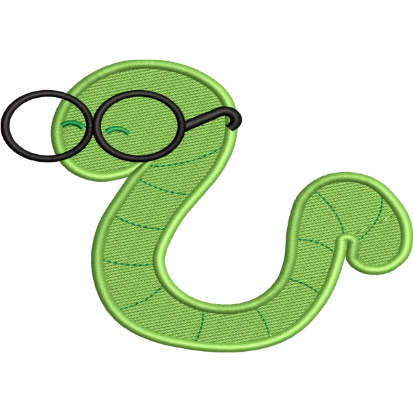 Green Worm With Glasses Design