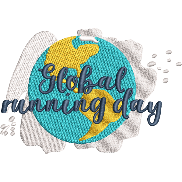 Global Running Day Embroidery Design