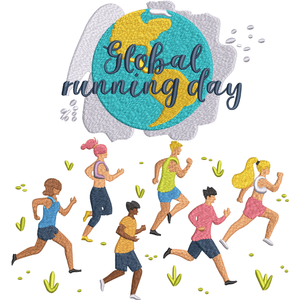 Running Day Embroidery Design