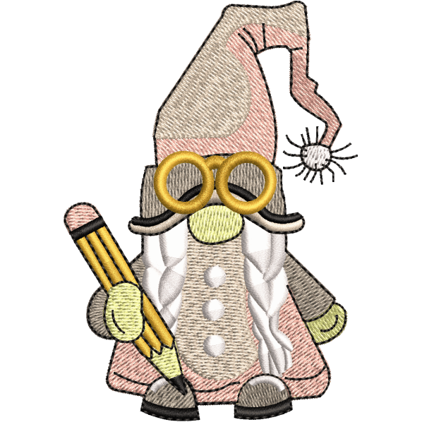 Gnome Student Embroidery Design