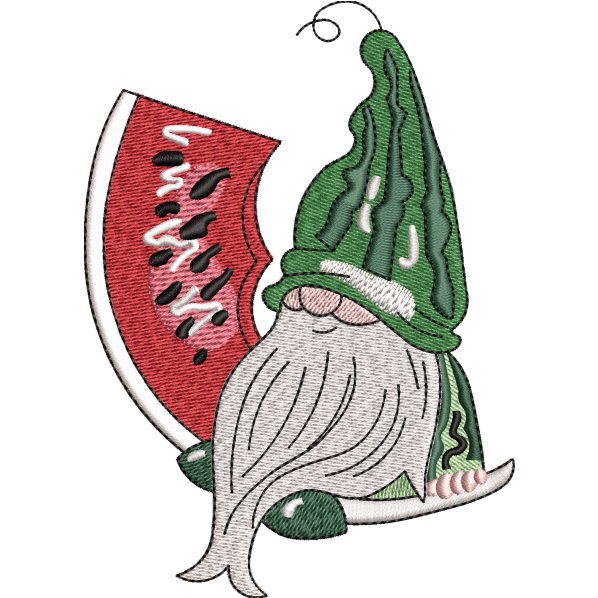 watermelon gnome embroidery design