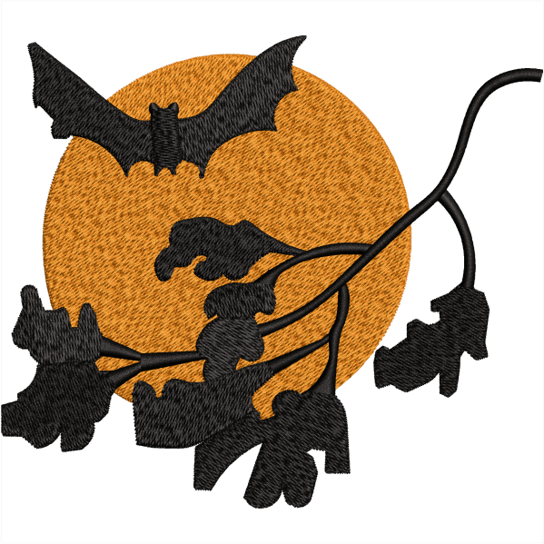 black bat embroidery design