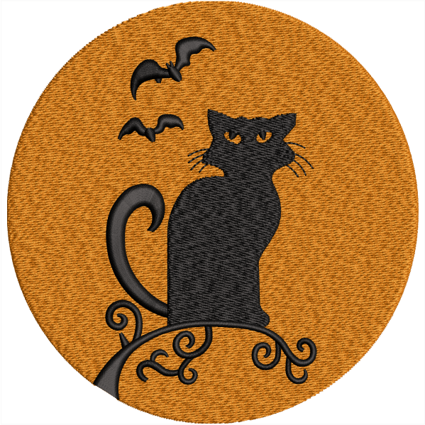 black cat embroidery design