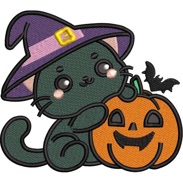 Cute Cat with Pumpkin Design