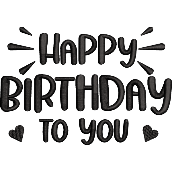 Birthday Text Embroidery Design