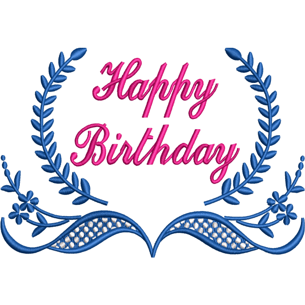 Happy Birthday Flowery Embroidery Design
