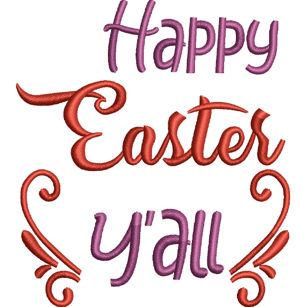 Happy Easter Fancy Text Embroidery Design