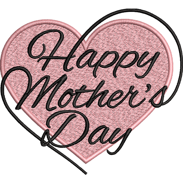 Mothers Day Heart Embroidery Design