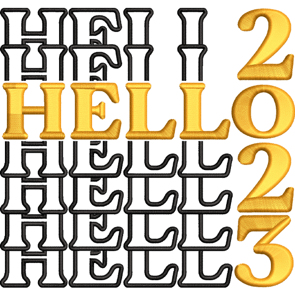 New Year Wishes Embroidery Design