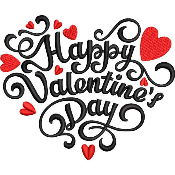 happy valentine day embroidery design