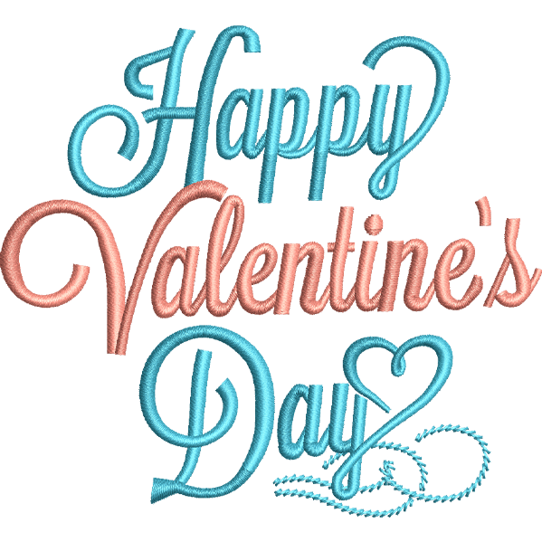Happy Valentines Text Embroidery Design