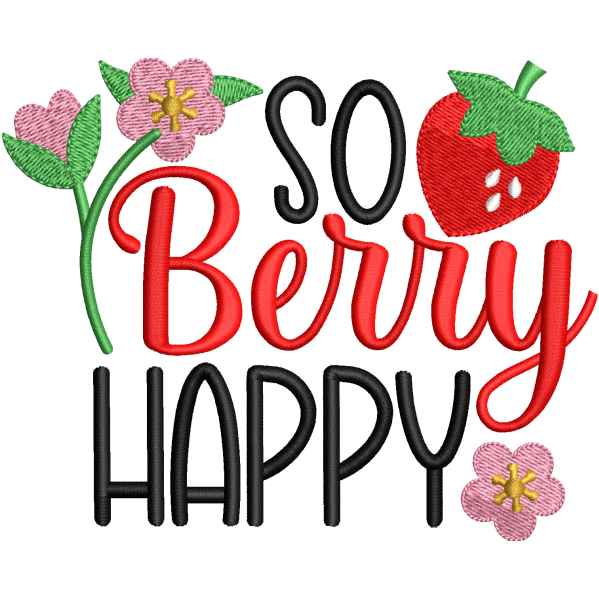 Happy Berry Letter Embroidery Design