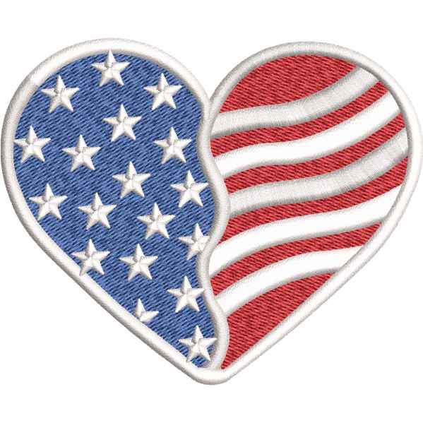 American Heart Embroidery Design