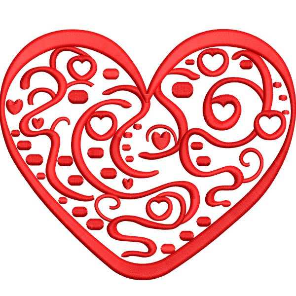 red heart embroidery design