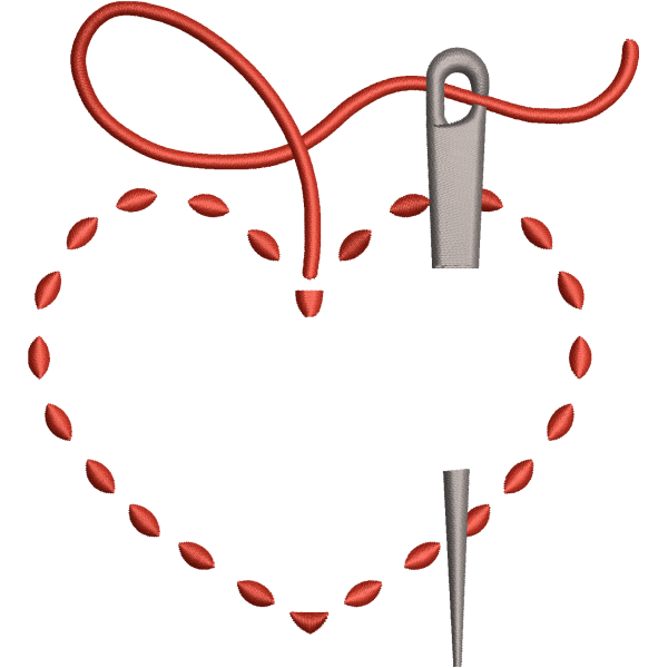 Stitched Heart With Needle Design