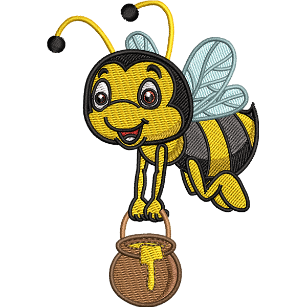 flying bumblebee embroidery design