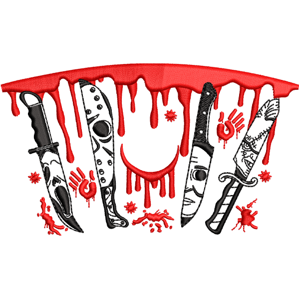 Horror Ghost Knife Embroidery Design