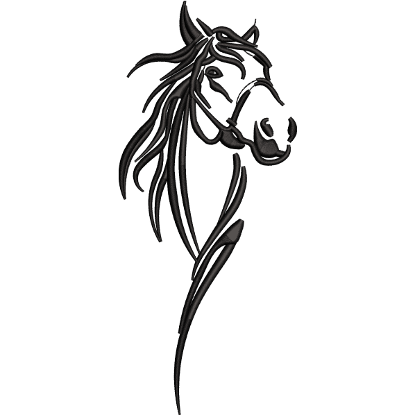 horse sketch embroidery design
