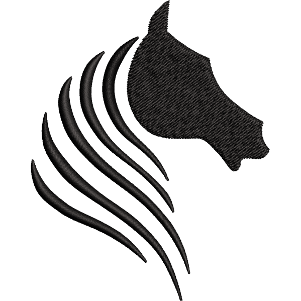 Black Horse Face Embroidery Design