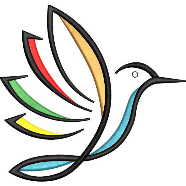 Colored Hummingbird Embroidery Design