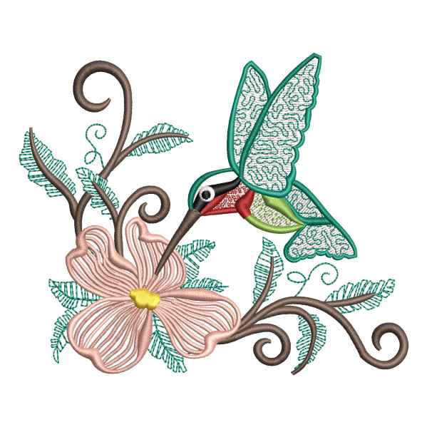 Hummingbird With Flower Design