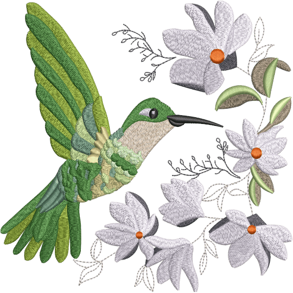 Himmingbird With Flower Design