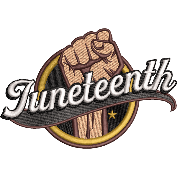 June Teenth Letter Embroidery Design
