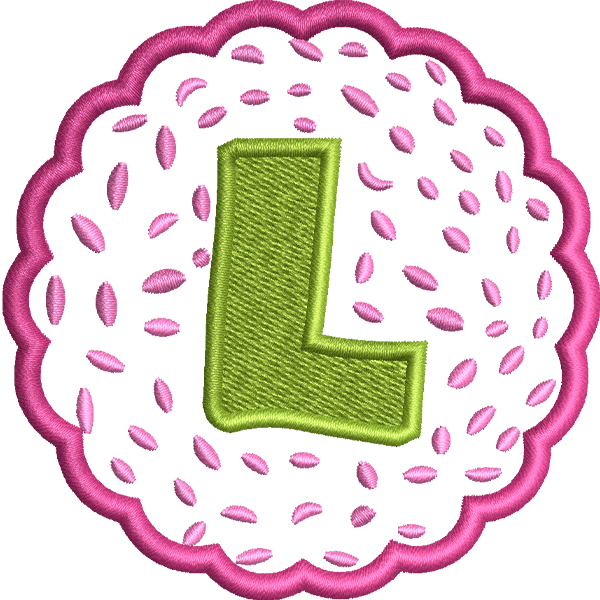 L Letter Embroidery Design