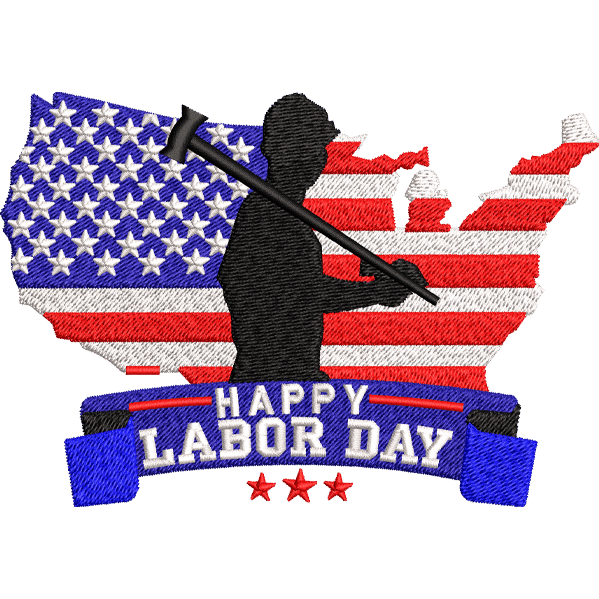 US Theme Labor Day Embroidery Design