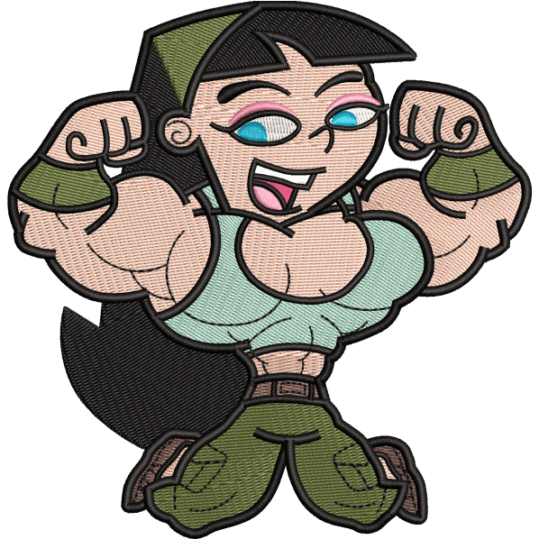 strong girl embroidery design