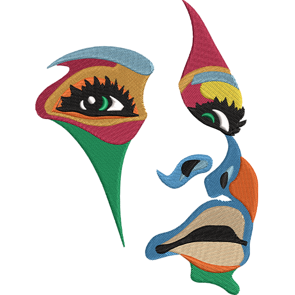 Lady Face Embroidery Design