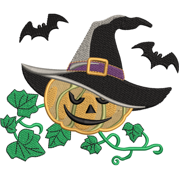 Pumpkin with Bats Design